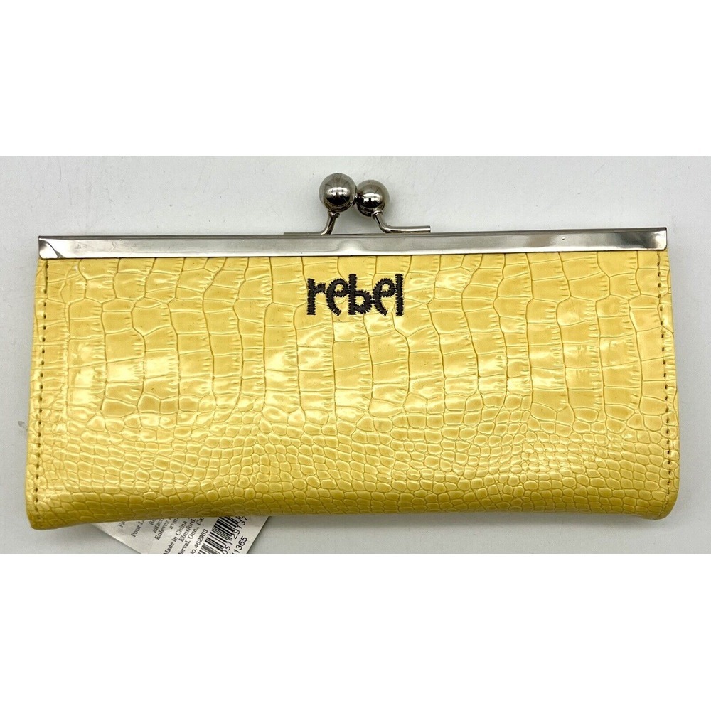 Vintage Women's Wallet‎ Faux Alligator Skin Yellow